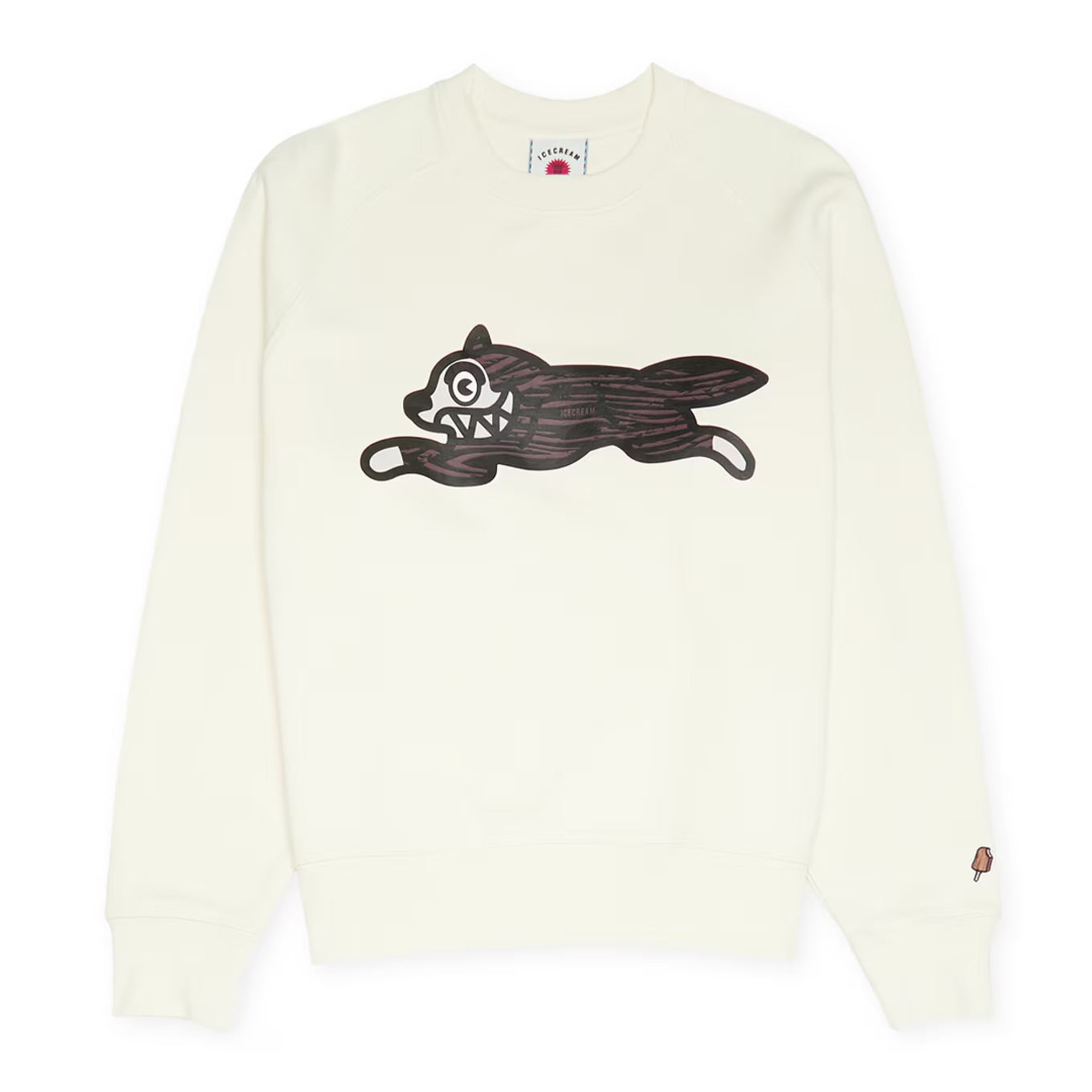 Icecream Woodgrain Running Dog Crewneck - L